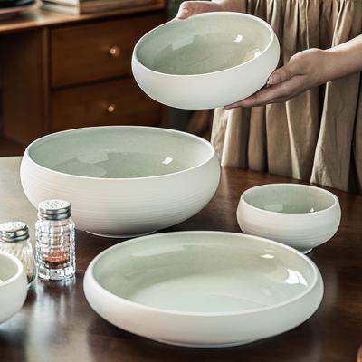 Однотонная керамическая миска Набор посуды Комбинация Бытовая овощная тарелка Пиала для риса Круглая большая миска Фруктовая миска Салатник