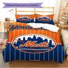 Name Custom New York Mets Pattern Bedding Set Quilt Cover Pillowcase Home Decor Gift (1 * duvet cover + 2 * pillowcase, without core)
