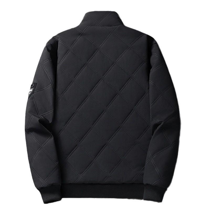 Мужское хлопковое пальто 2025 года для трансграничной торговли: Новая осенне-зимняя куртка со стойкой, на бархатной подкладке, с ромбовидной стежкой, теплая и ветрозащитная