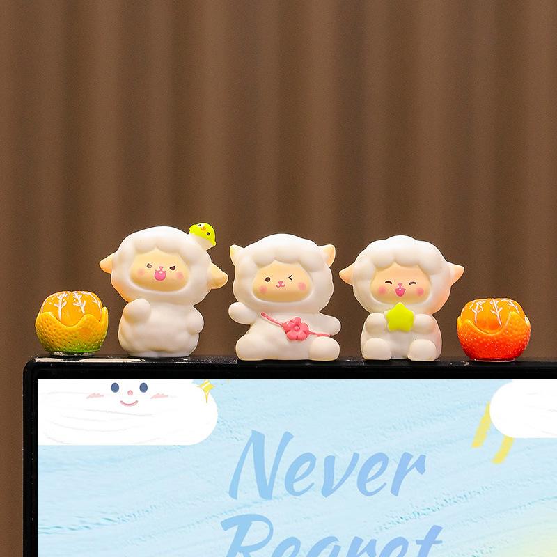 Cute Computer Display Screen Decoration New Handcrafted Desk Ornaments Mini Cartoon DollsOffice EssentialsLittle Sheep