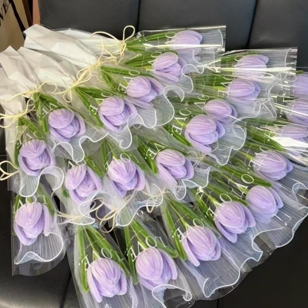 Handmade Tulip Twisting Rod Graduation Gifts Artificial Tulip Flower Sweet Flower Bouquet  Couple