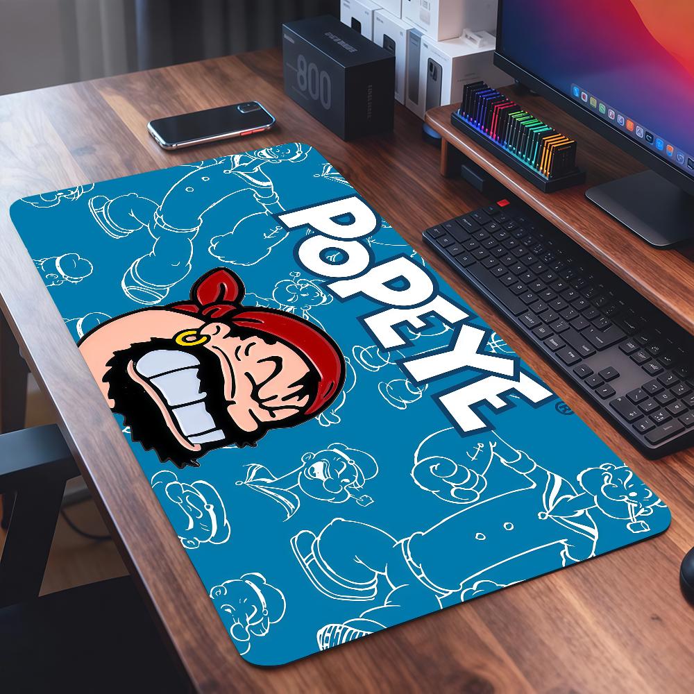 Cartoon P-Popeye spinach Power Mouse Pad Square Office Gaming Desk Mat Waterproof Non-Slip Rubber Decorative