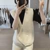 Irregular Sweater Vest Cardigan Women Spring and Autumn Loose Fitting and Sleeveless Design with a Niche V-neck Knit Vest Female