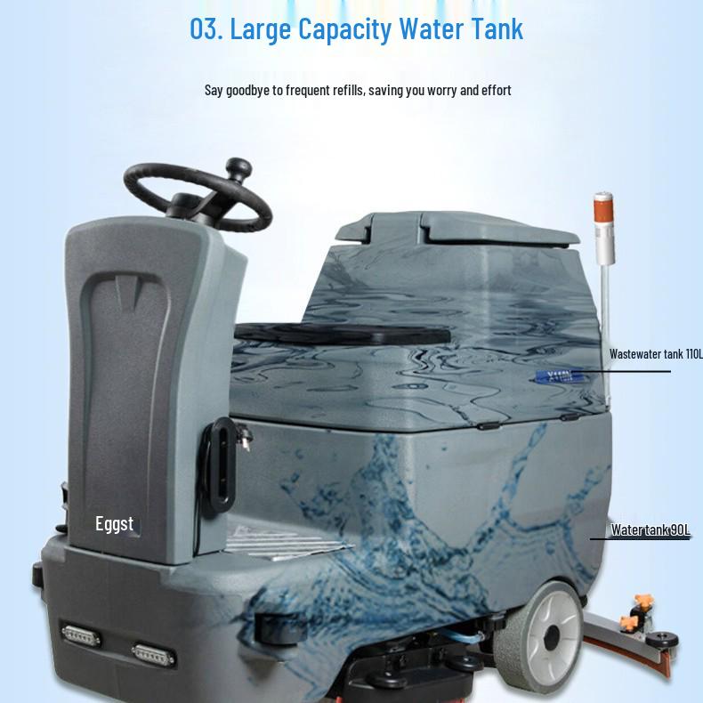 Electric Ride-On Floor Scrubber and Sweeper with Vacuum and Mop for Industrial and Commercial Use