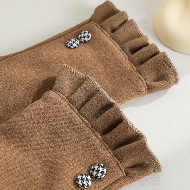 Женские перчатки с толстым бархатом для сенсорных экранов, зимние перчатки с двумя пальцами для занятий спортом на открытом воздухе, велоспорта, теплые и модные перчатки