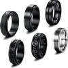 Черный набор Mystery Set Titanium Steel Ring Mens Spinning Decompression Finger Vintage Ring Temperament Couple for Men Woman Party Jewelry Gifts Birthday