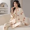 Pajamas for Women In Spring and Autumn  Pure Cotton Long Sleeved Set Loose and Sweet V-neck Can Be Worn Externally Kimono and Home Clothing