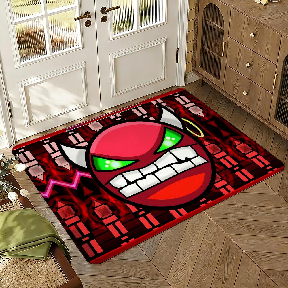 Игровой Geometry Dash Коврик для пола Мягкий Утолщенный Впитывающий Нескользящий Спальня Гостиная Придверный коврик Домашний декор Фланелевые ковры