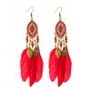 1 пара женских серег с синтетическими перьями в богемном стиле, креативные висячие серьги с кисточками для повседневного ношения