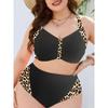 2025 Large Size Leopard Bikinis Two Pieces High Waist Swimsuit Women Halter Swimwear Female Bathing Swimming Suit Beachwear