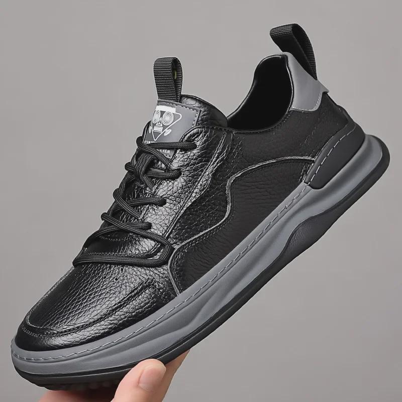 Мужская летняя обувь 2025 года из белой коровьей кожи, повседневная модная дышащая обувь с толстой подошвой, увеличивающая рост