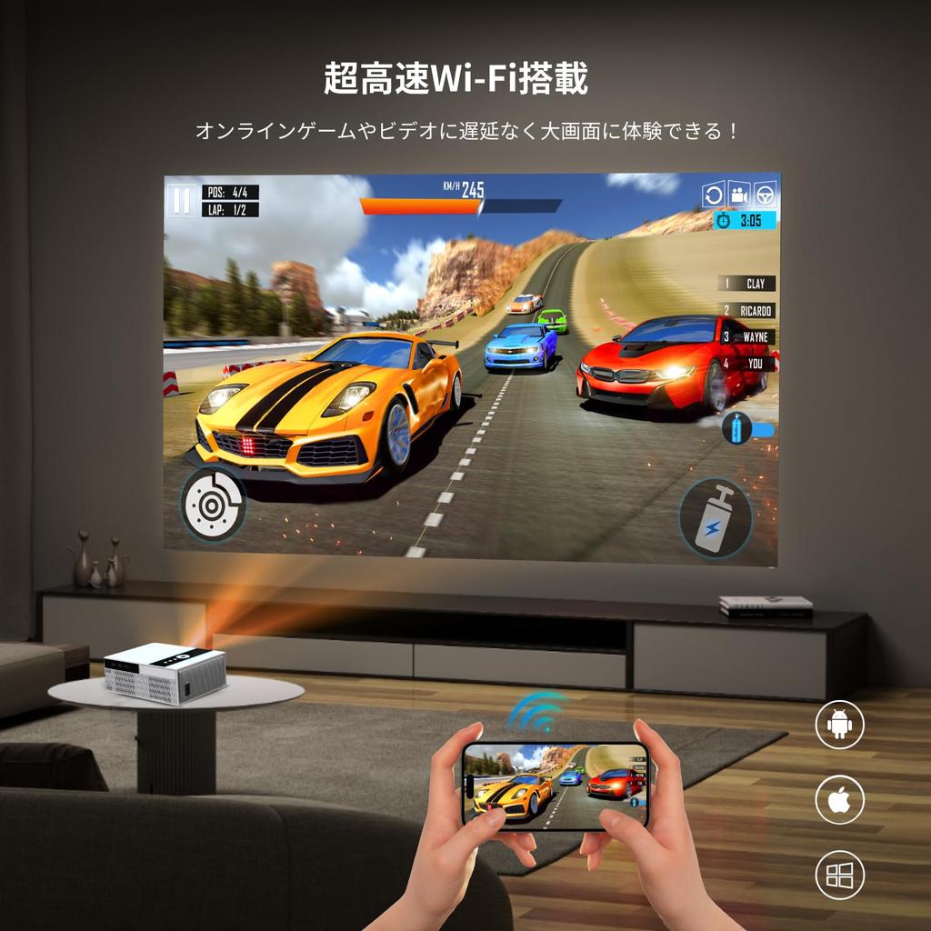 Officially Licensed by Equipped with AI Technology and Android 4K Projector for Home and Business DoIby True 1080P WiFi Bluetooth Auto Auto Keystone