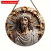 1 шт. 2d плоская деревянная винтажная уникальная художественная круглая деревянная вывеска с изображением Иисуса Христа - 20 см для дома, гостиной, офиса, бара, кафе, гаража, праздничного украшения