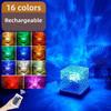 Dynamic Rotating Water Ripple Projector Night Light 16 Colors Flame Crystal Lamp for Living Room Study Bedroom Dynamic Rotating