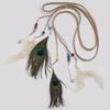 Bohemian Ethnic Woven Peacock Feather Beaded Women's Belt Decoration
