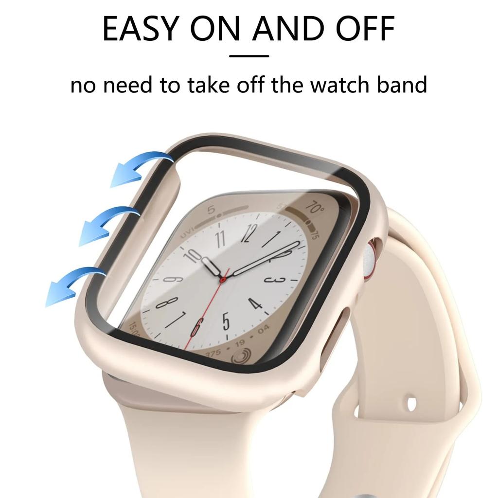 Стекло+Чехол для Apple Watch корпус 44мм 40мм 45мм 41мм 42мм 38мм ремешок Защитное стекло iwatch series 9 8 7 SE 3 корпус Аксессуары