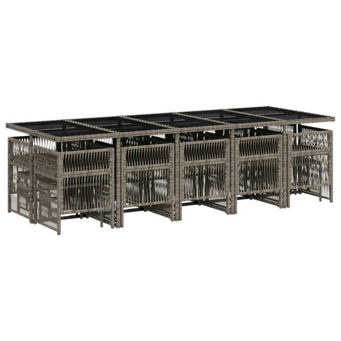 VidaXL Ensemble à Manger de Jardin avec Coussins 15 pcs, Table et Chaises à Dossier Rabattable, Meubles d'Extérieur Patio 3210992