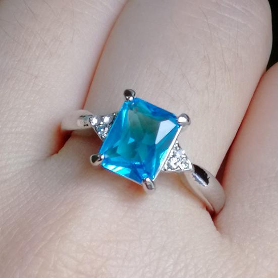 Кольцо Квадратный Горный Хрусталь Блестящий Долговечный Гипоаллергенный Украшение Износостойкий Искусственный Радуга