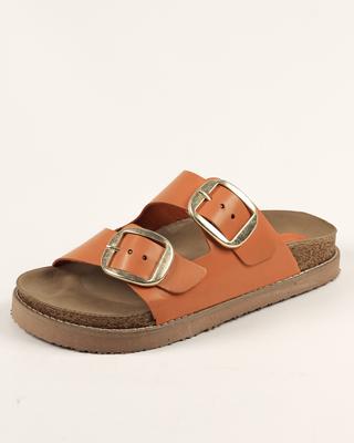 Шлепанцы с двумя пряжками Charmia 1195 36 оранжевые кожа