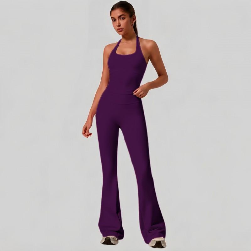 Womens Seamless Yoga Set With Built-in Bra Flared Leggings - High Elasticity Fitness Wear Gym Workout