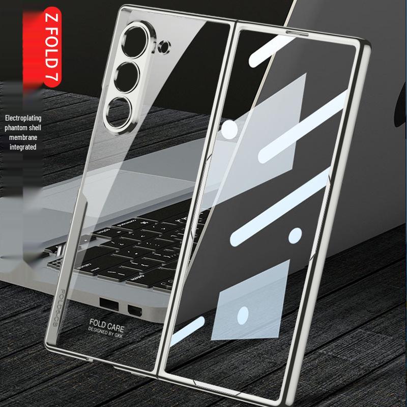 Прозрачный гальванизированный чехол Samsung Z Fold 7 с современным геометрическим дизайном