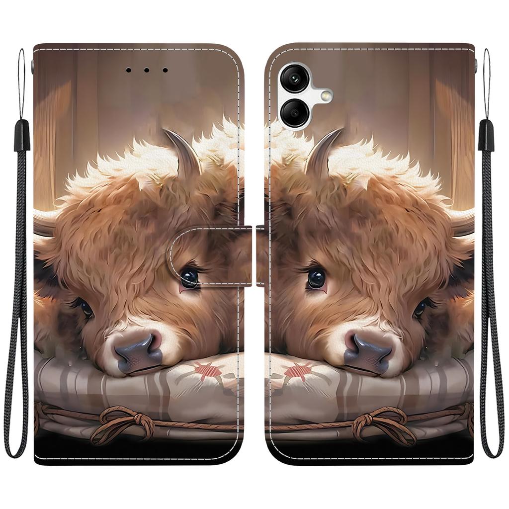 Чехол-книжка из искусственной кожи ручной работы для Samsung A04e/F04/M04 (SM-A042F/E045F/M045F)- Противоскользящий ударопрочный чехол с ремешком на запястье и дизайнами в виде сердец/роз и кошек