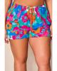 Abstract Floral Print Drawstring Shorts