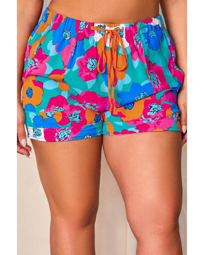 Azura Exchange Abstract Floral Print Drawstring Shorts