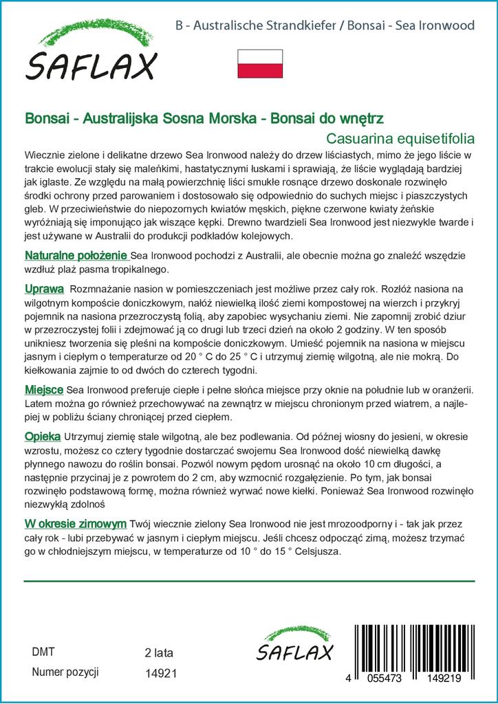 SAFLAX Бонсай - Sea Ironwood - 200 семян - Casuarina equisetifolia