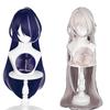 2 Types Acheron Cosplay Wig Game HSR Acheron Long Dark Blue Straight Grey Brown Heat Resistant Synthetic Hair Wigs + Wig Cap