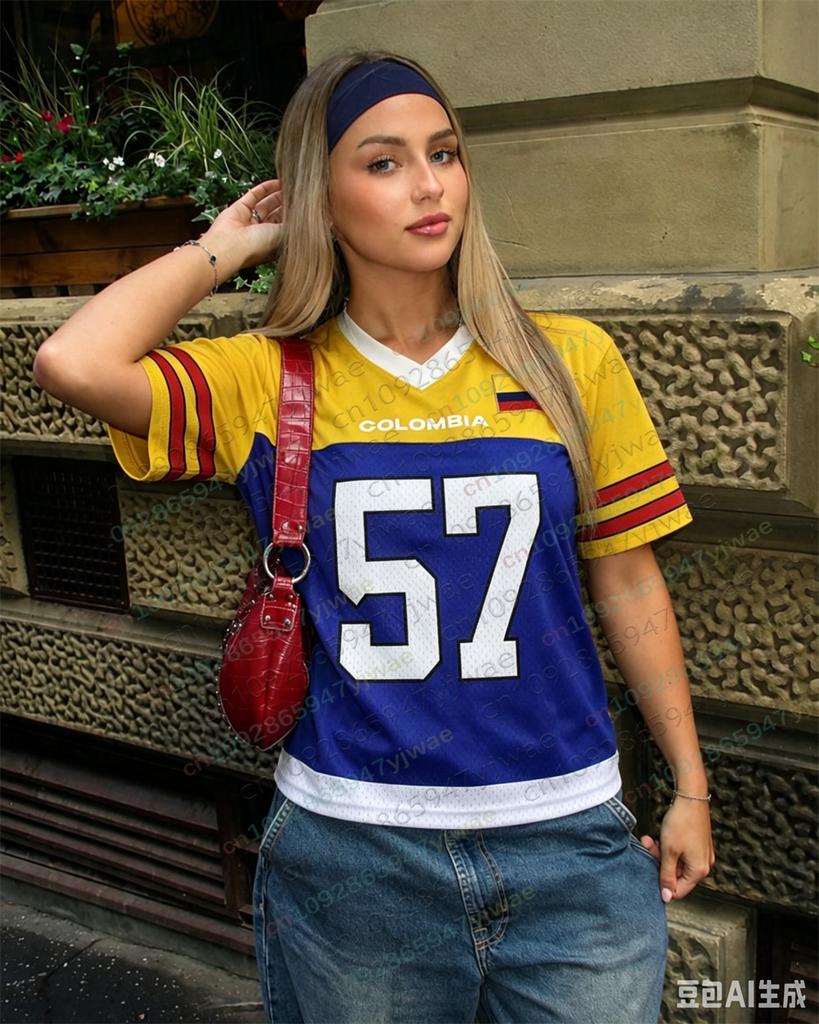 Colombia Jersey Breathable Sportswear Short Sleeved Fashionable Streetwear Top Y2k Top Summer Men'S And Women'S T-Shirt