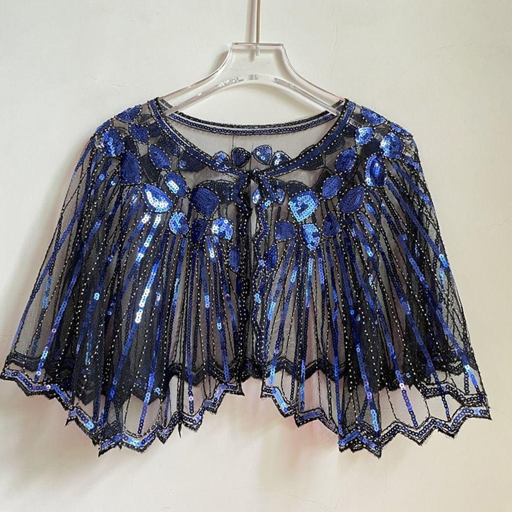 Женская шаль 1920-х годов, свадебная шаль, расшитая бисером и пайетками, вечерняя накидка в стиле ар-деко, накидка в стиле флаппер, Гэтсби