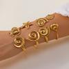 Vintage Ocean Series Stainless Steel Bangle For Women Gold Shell Starfish Conch Turtle Boho Beach Party Jewelry