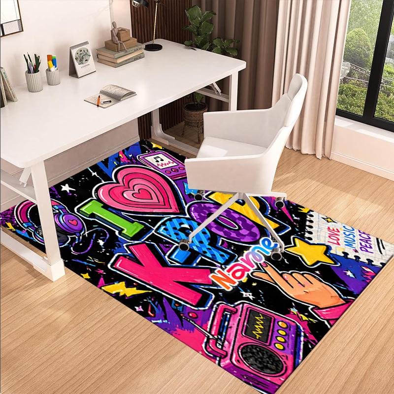 1PC Custom Name K-Pop Love Peace Theme Floor Mat Ideal for Living Room, Game Rooms, Office, Bedroom,Floor Mat Playful Design