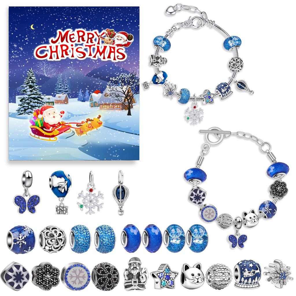 Surprise Blind Box Kit 24 Countdown Calendar Advent Christmas Charms Bracelet Kit DO IT YOURSELF Creativity Ornaments Christmas Child Gifts