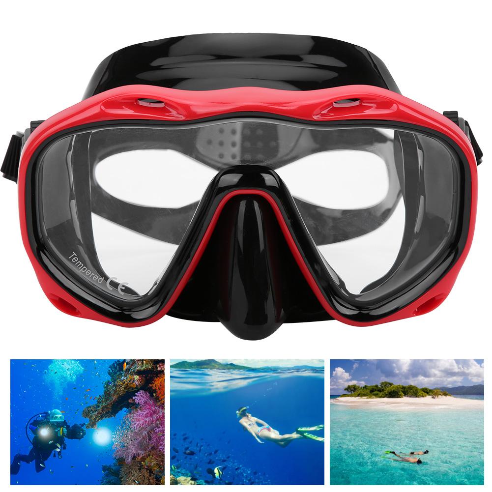Adult Diving Goggles Face Shield Glasses Silicone Eye Protector Snorkeling EquipmentsMK‑902 Black Red