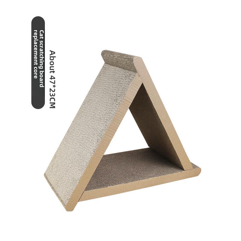 Vertical Triangular Cat Scratching Board & Bed - Scratch-Resistant, Non-Shedding Corrugated Paper with Wooden Accent