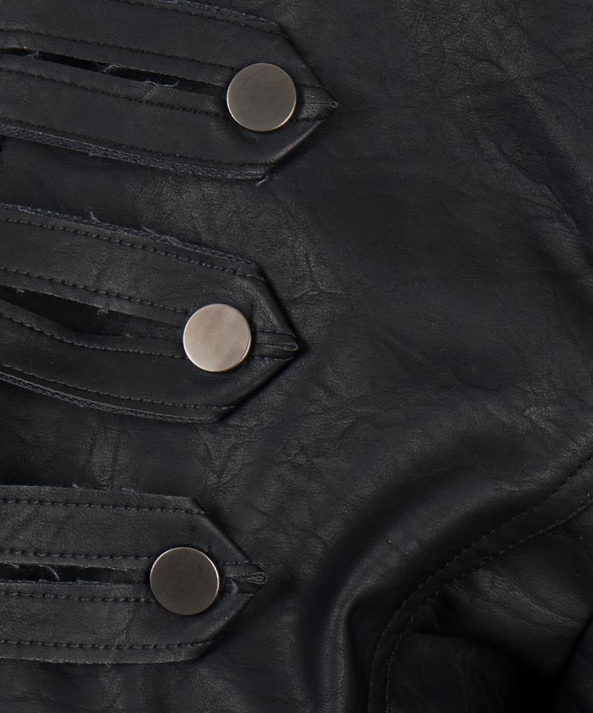 GILAARCHIVE Choker Napoleon Crop Leather Jacket_Black