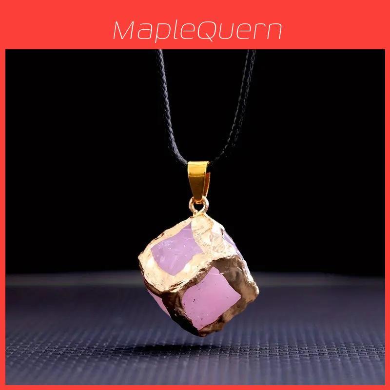 Natural Crystal Glass Pendant With Gold Edges For Jewelry Making And Personal Accessories
