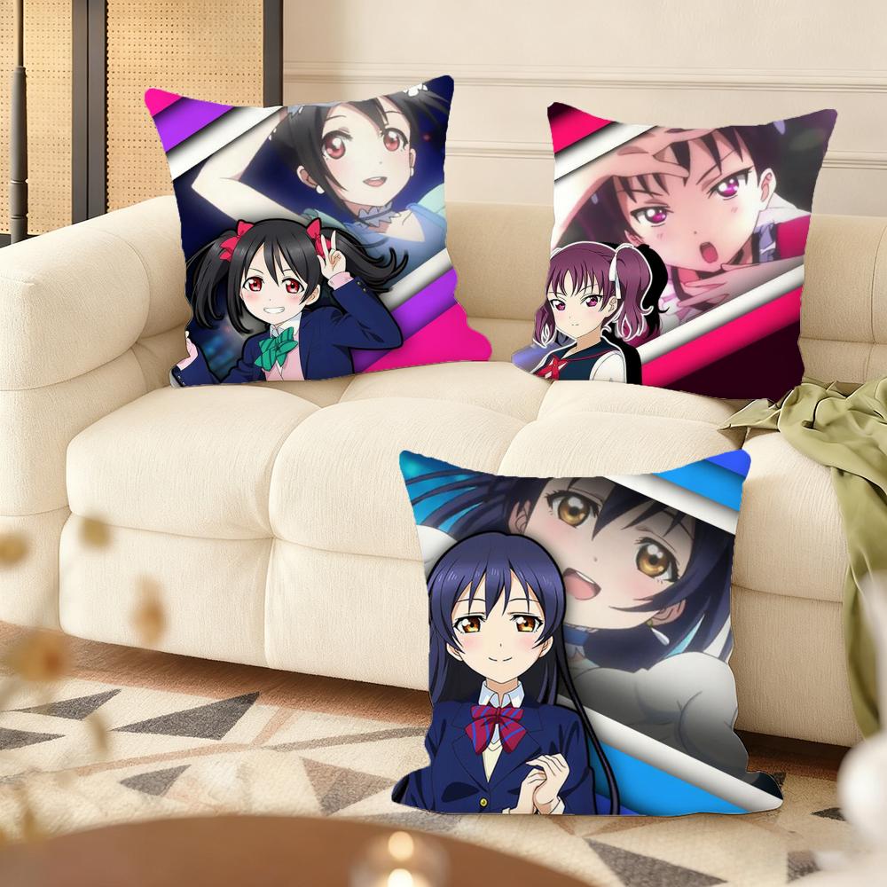 Love Live! School Idol Cushion Cover Soft Short Plush Pillow Cover Smooth Cozy Texture Aesthetic Cushion Case Home Decor