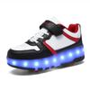 Девочки/дети быстросъемные Четырехколесные Заряжаемые LED Фонарик Обувь Халат Колесо Роликовые Коньки Мальчики Катающиеся Туфли
