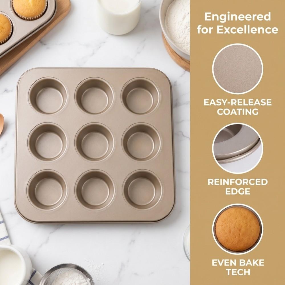 Carbon Steel Cupcake Tin 12-Cup Design Baking Pan Tea Cakes Bakeware Tray  Home Baking