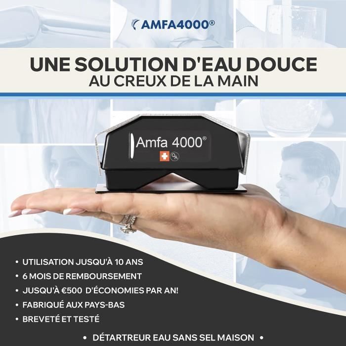 Adoucisseur d'eau anti calcaire - Amfa - Amfa4000 - 20000 Gauss - Filtre compact - Non électronique