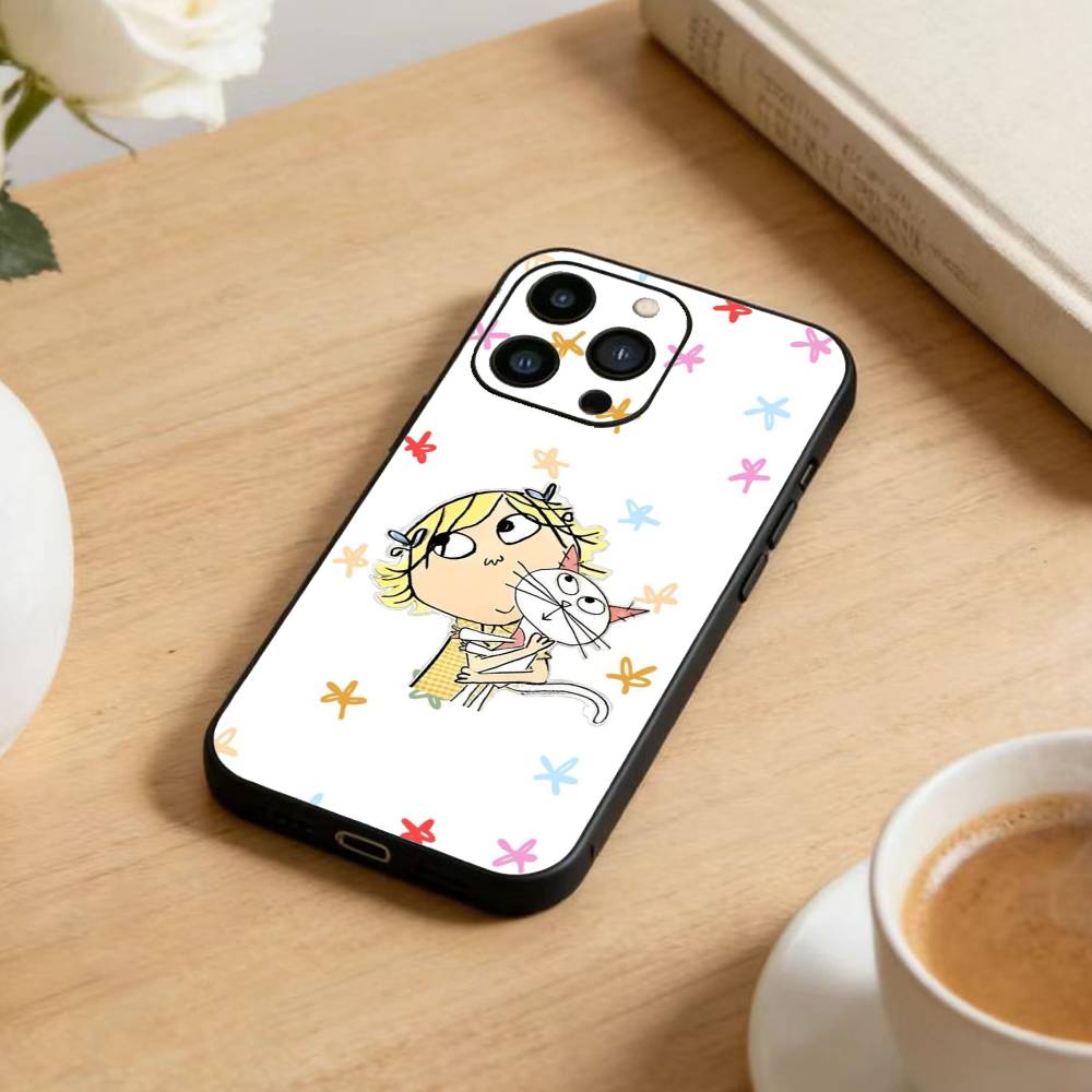 F-Charlie and Lola Cartoon Phone Case For iPhone 16,15,14,13,12,17,Pro Max,Plus Silicone Black Case