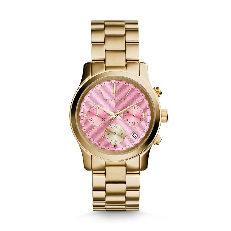 MICHAEL KORS Runway Women's Quartz Chronograph Watch pink Dial stainless steel Strap 38mm MK6161