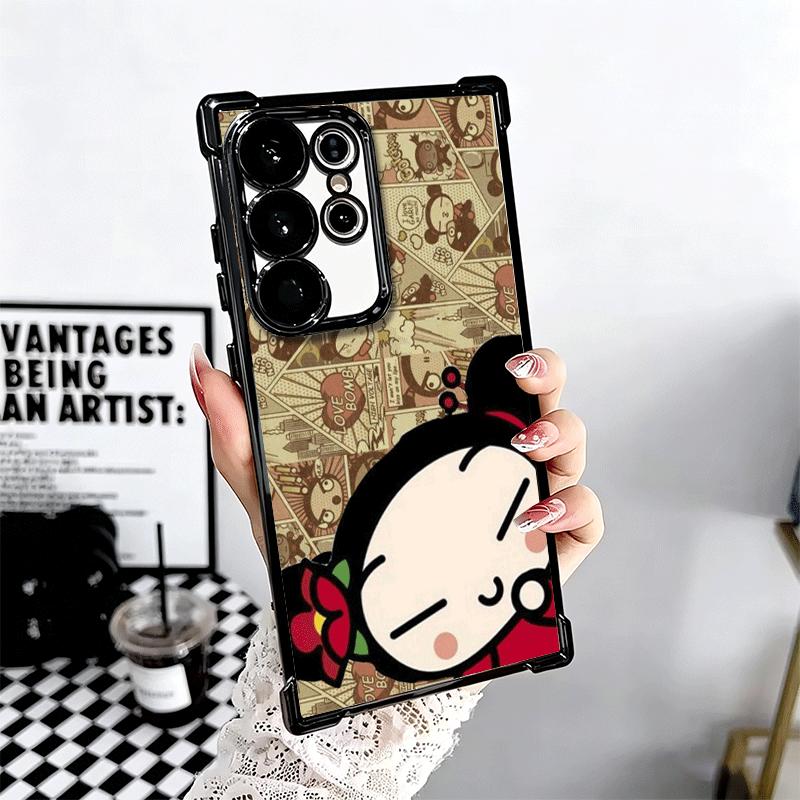 Мультяшный Милый Чехол для Телефона с Покрытием Pucca Garu Для Samsung Galaxy S24 S25 FE S26 Edge S23 Ultra S22 S21 Plus S20 Защита от Падения Airbag C