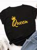 Golden Queen Crown Print Women T Shirt Short Sleeve O Neck Loose Women Tshirt Ladies Tee Shirt Tops Clothes Camisetas Mujer