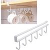 1 Pack Hanging Hooks Rack Under Cupboard Cabinet Cup Holder 6 Hooks Drilling Free Coffee Mug Holder Kitchen Utensil Storage Organizer Hook Rack