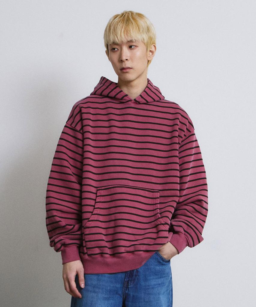 PIGMENT Daily Stripe Hoodie (Burgundy)