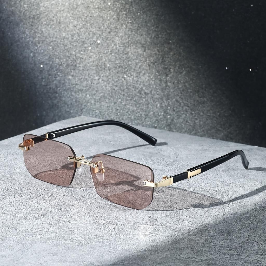 Модные ретро квадратные унисекс безободковые солнцезащитные очки с защитой от УФ-лучей, уличный стиль, универсальный дизайн, стройнящие, для мужчин и женщин